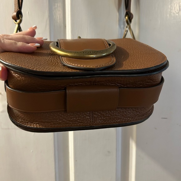 Ralph Lauren Cognac Leather Crossbody with Antique Gold Buckle - Picture 3 of 7